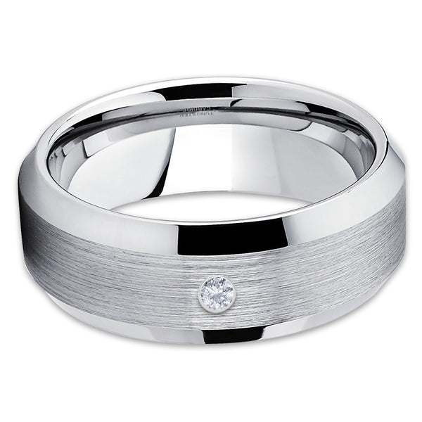Tungsten Wedding Ring - Silver Wedding Ring - Tungsten Carbide Ring ...