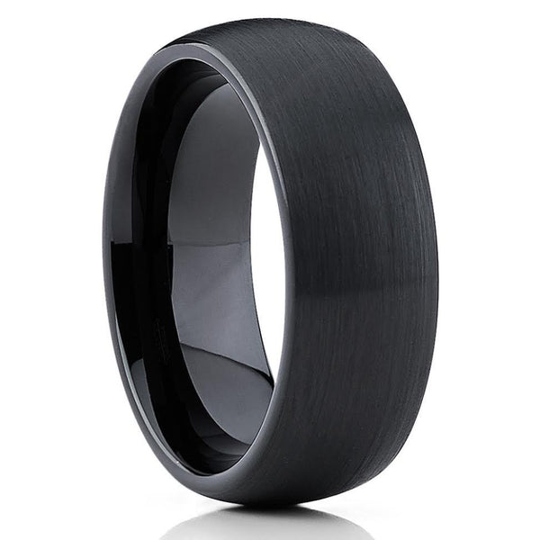 Black Tungsten Wedding Band - Tungsten Wedding Ring - Brushed Dome Ring ...